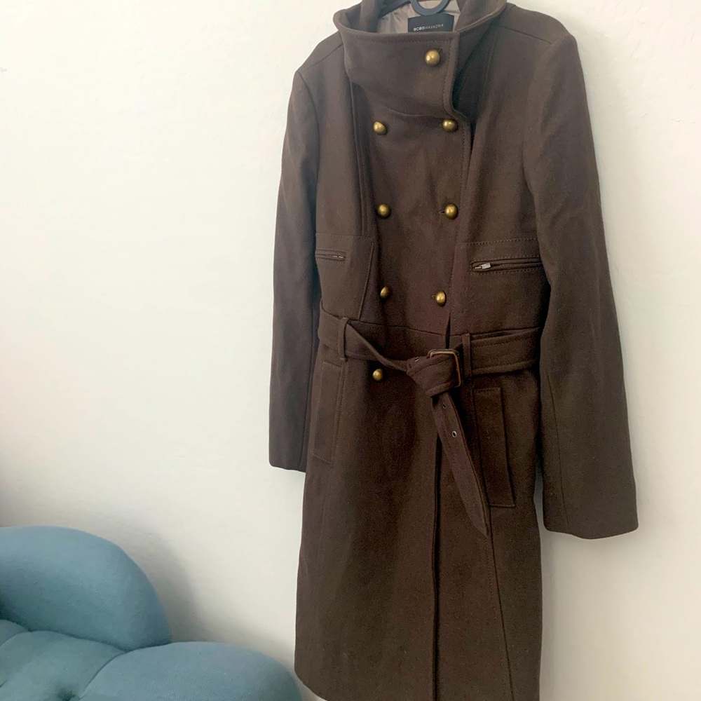 BCBG MAXAZRIA long military style coat